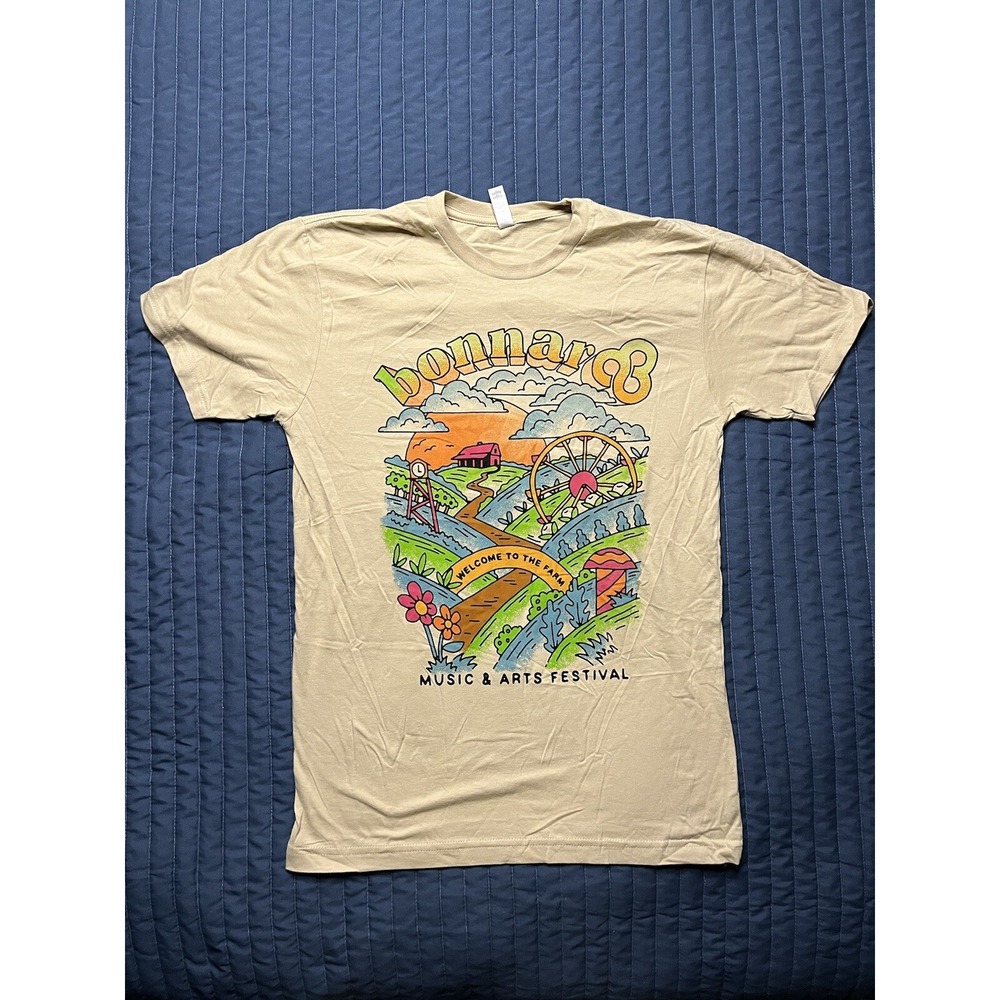 2021 Bonnaroo Music & Arts Festival T Shirt Adult Size Small Tan Short Sleeve